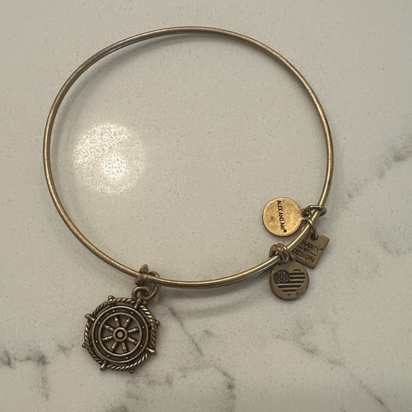 Alex and Ani Jewelry - Alex and Ani Gold Nautical Wheel Charm Bangle Bracelet